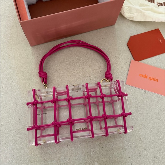 cult gaia Handbags - Cult Gaia Bess Caged Clear Top-Handle
Shoulder Bag